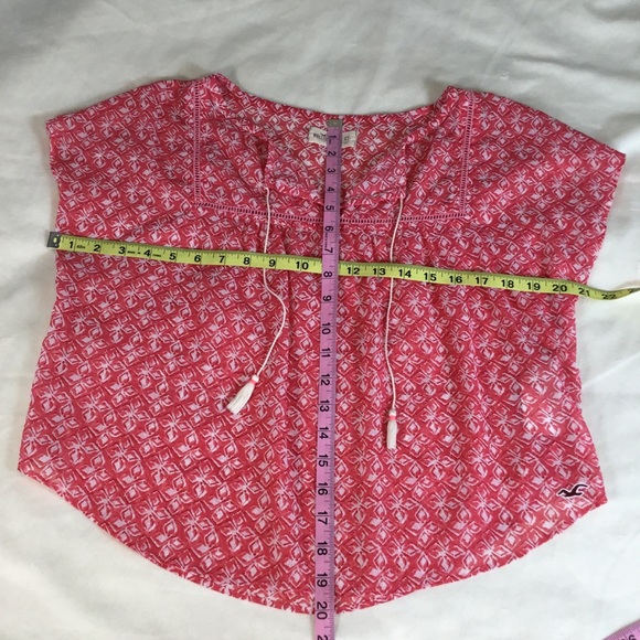 Hollister Floral Pink Sheer Short Sleeve Top XS - Picture 6 of 14